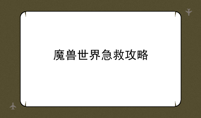 魔兽世界急救攻略