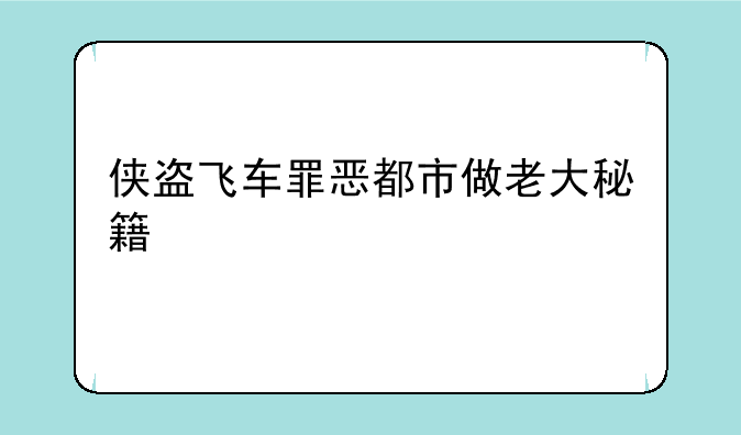 侠盗飞车罪恶都市做老大秘籍