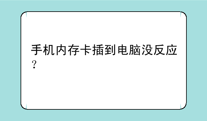 手机内存卡插到电脑没反应？