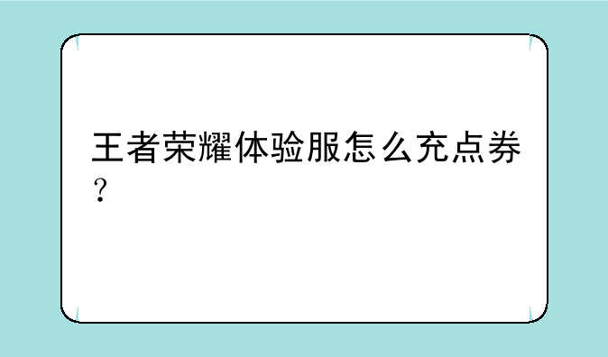 王者荣耀体验服怎么充点券？