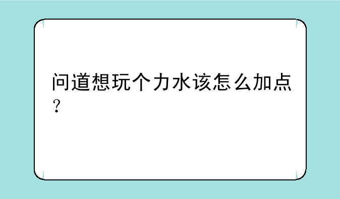 问道想玩个力水该怎么加点？