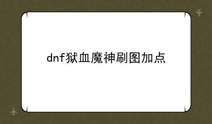 dnf狱血魔神刷图加点
