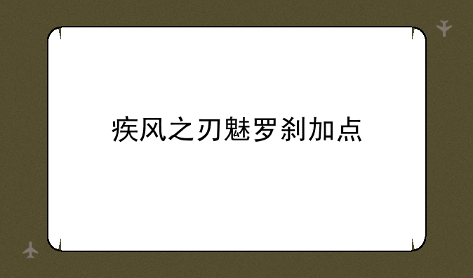 疾风之刃魅罗刹加点