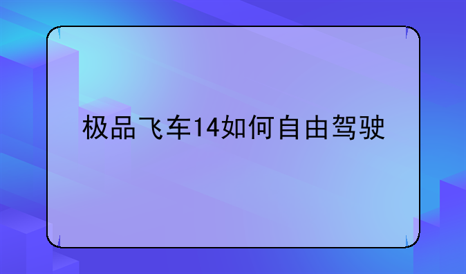 极品飞车14如何自由驾驶
