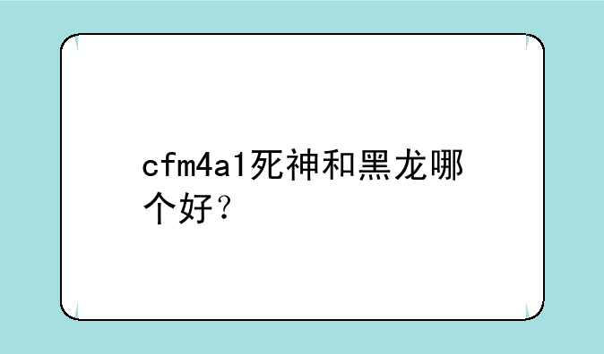 cfm4a1死神和黑龙哪个好？