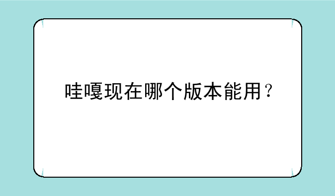 哇嘎现在哪个版本能用？