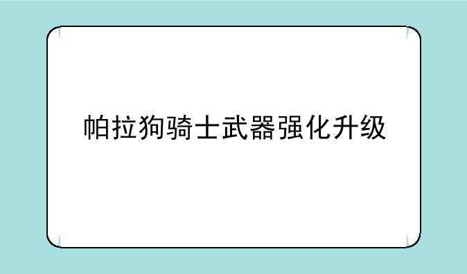帕拉狗骑士武器强化升级