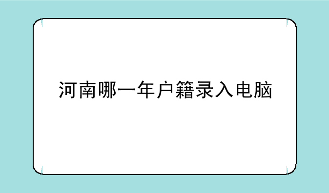 河南哪一年户籍录入电脑