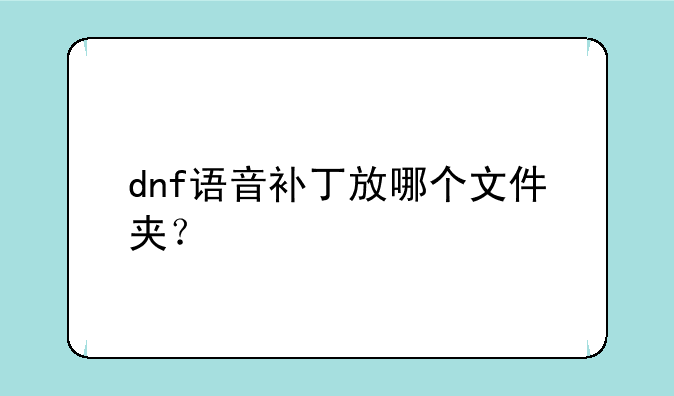 dnf语音补丁放哪个文件夹？