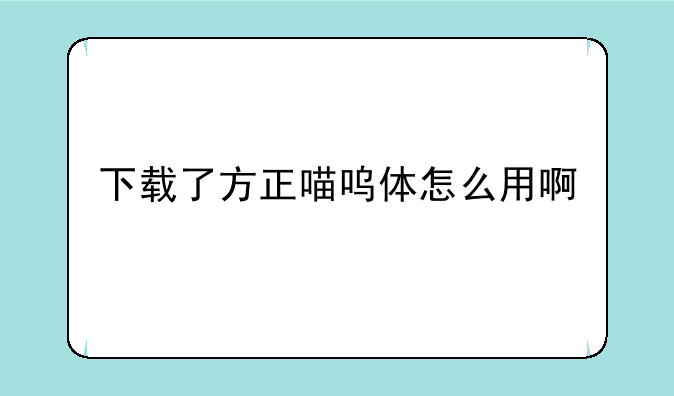 下载了方正喵呜体怎么用啊