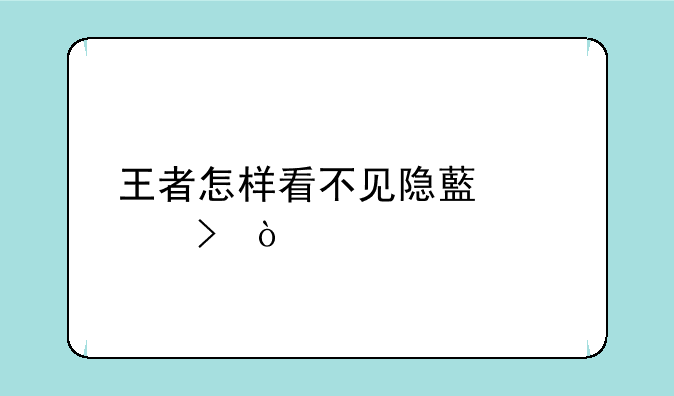 王者怎样看不见隐藏符号？