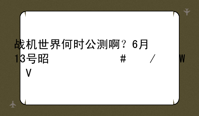 战机世界何时公测啊？6月13号是什么测试啊