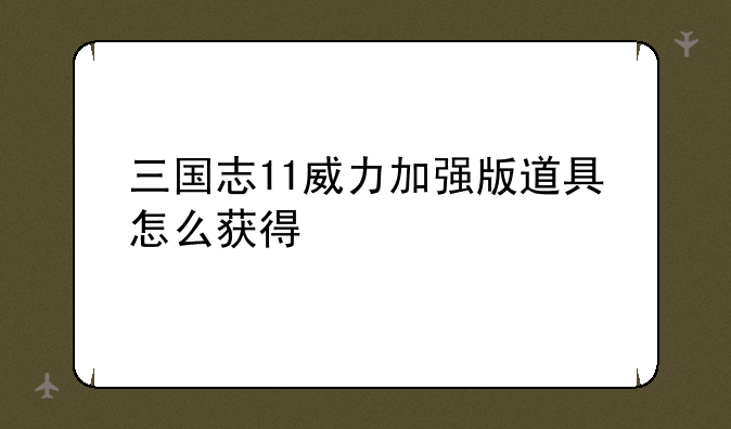 三国志11威力加强版道具怎么获得
