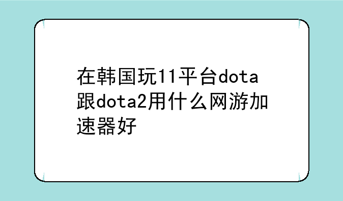 在韩国玩11平台dota跟dota2用什么网游加速器好