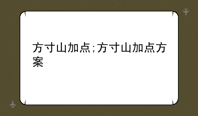 方寸山加点;方寸山加点方案