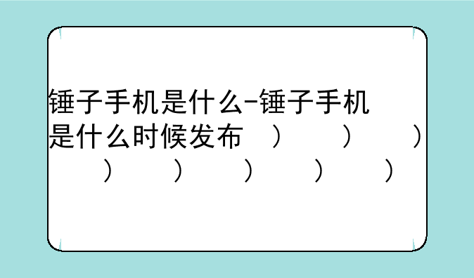 锤子手机是什么-锤子手机是什么时候发布的