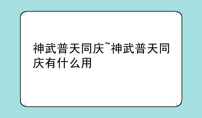 神武普天同庆~神武普天同庆有什么用