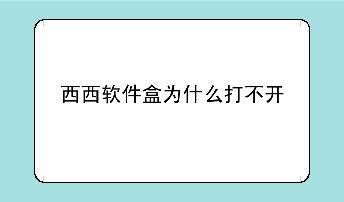 西西软件盒为什么打不开