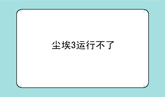 尘埃3运行不了