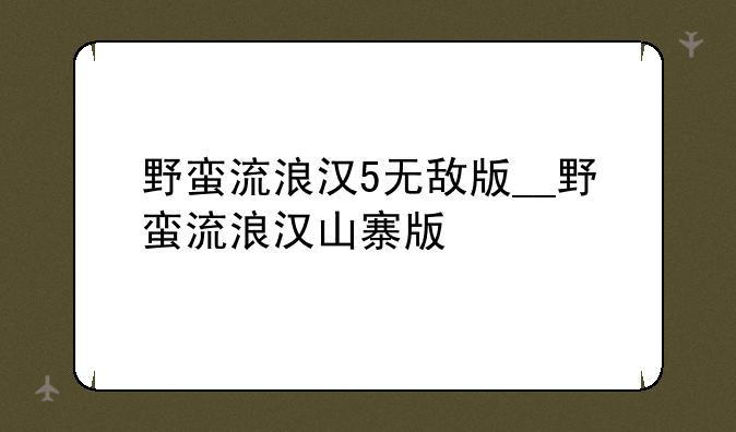 野蛮流浪汉5无敌版__野蛮流浪汉山寨版